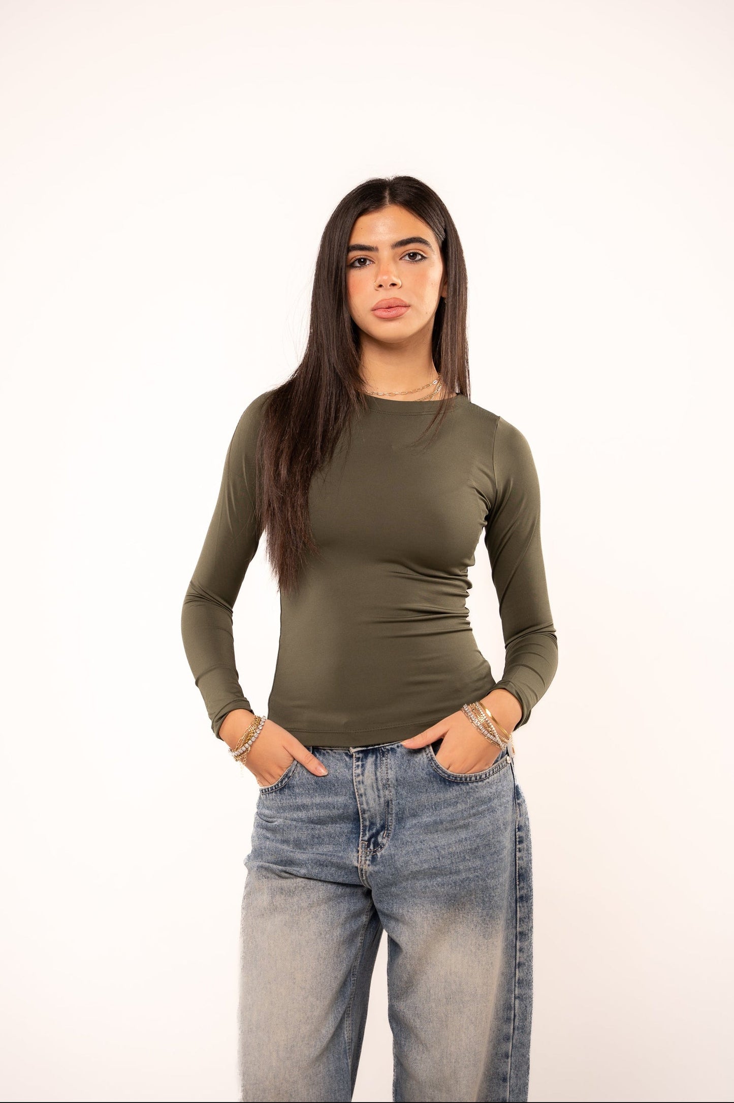Forest Olive Long Sleeve Top