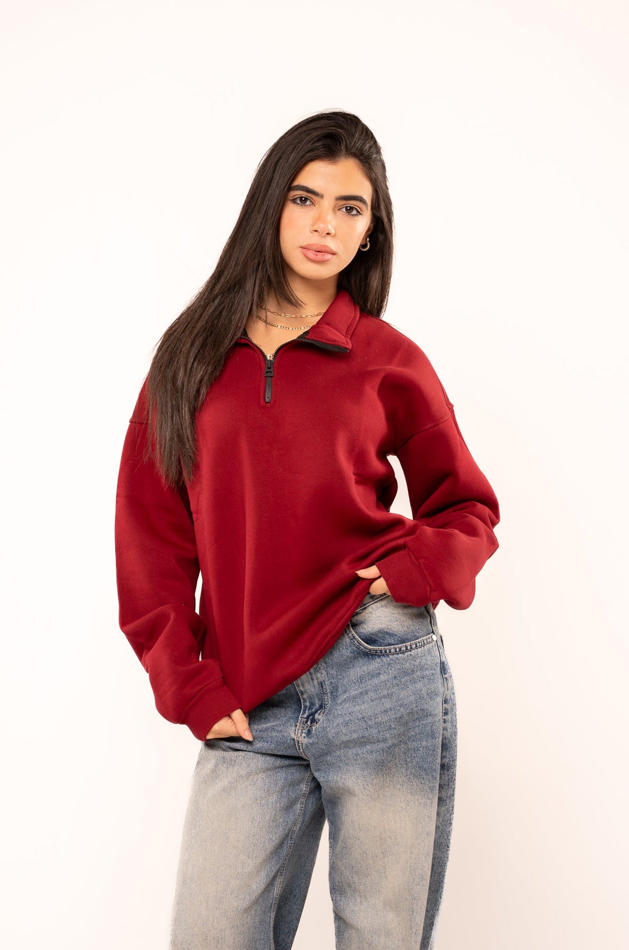 Wine Burgundy Quarter-Zip