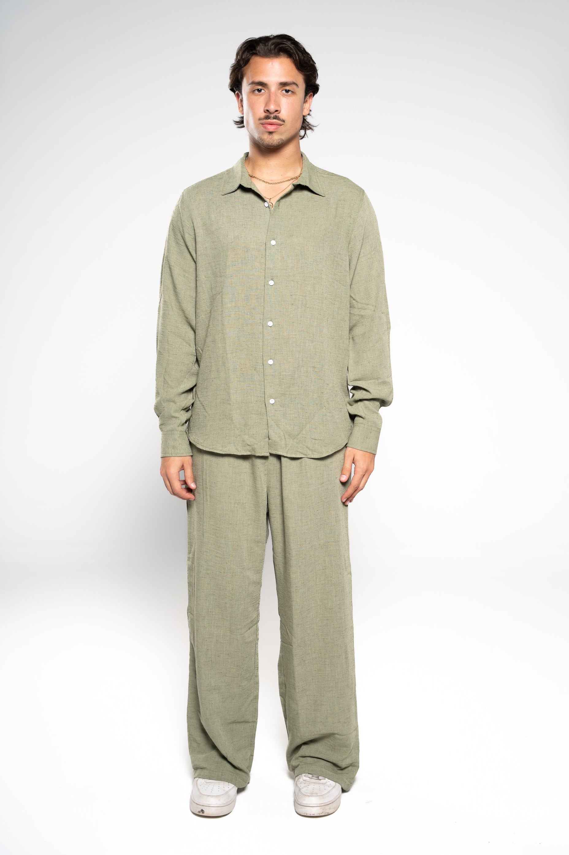 Forest Green Linen Pants