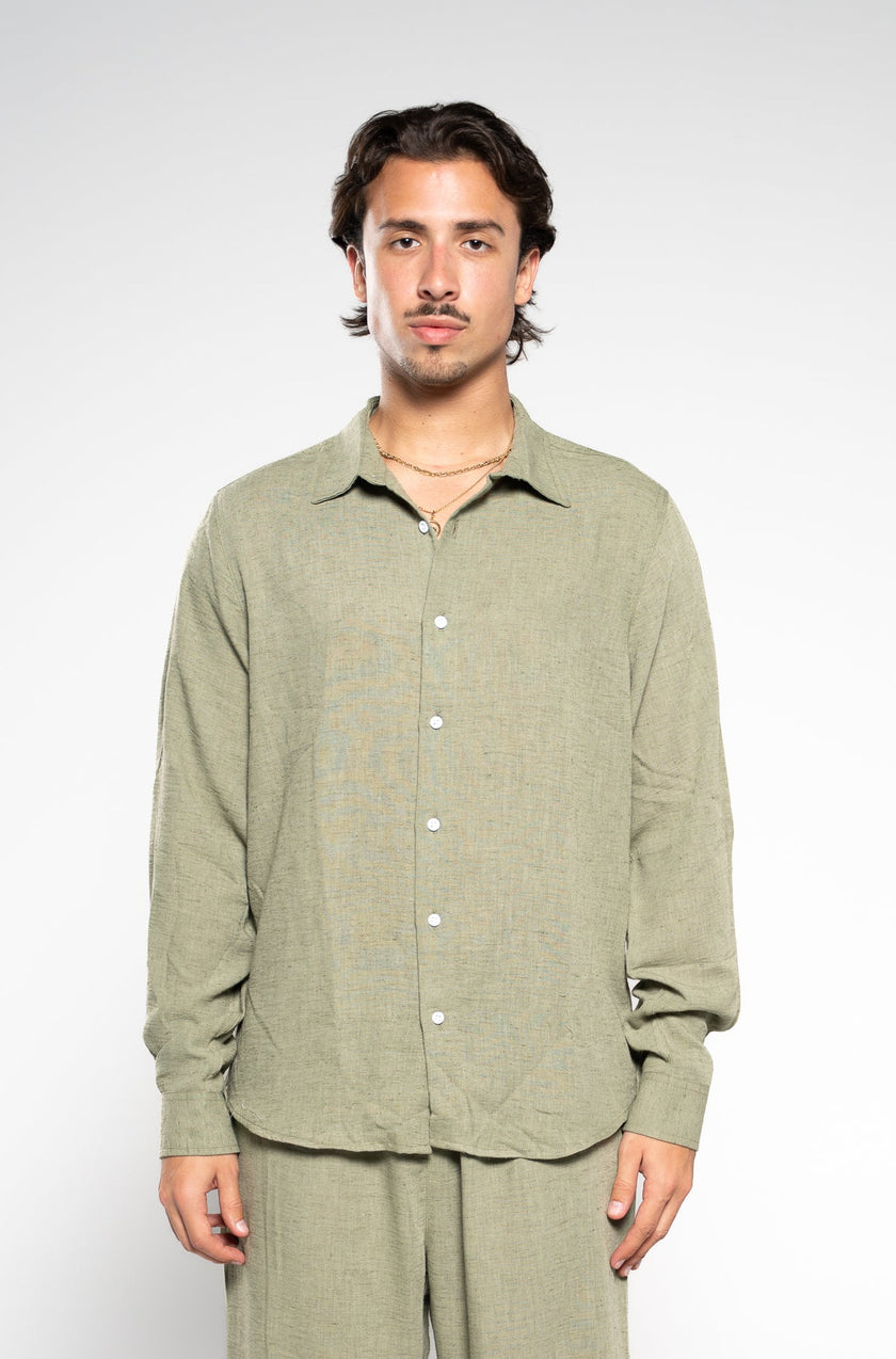 Forest Green Linen Shirt