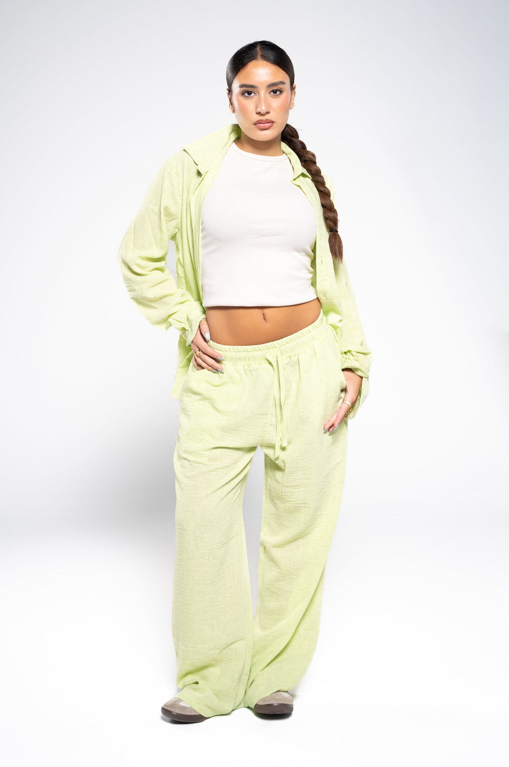 Iguana Green Linen Pants