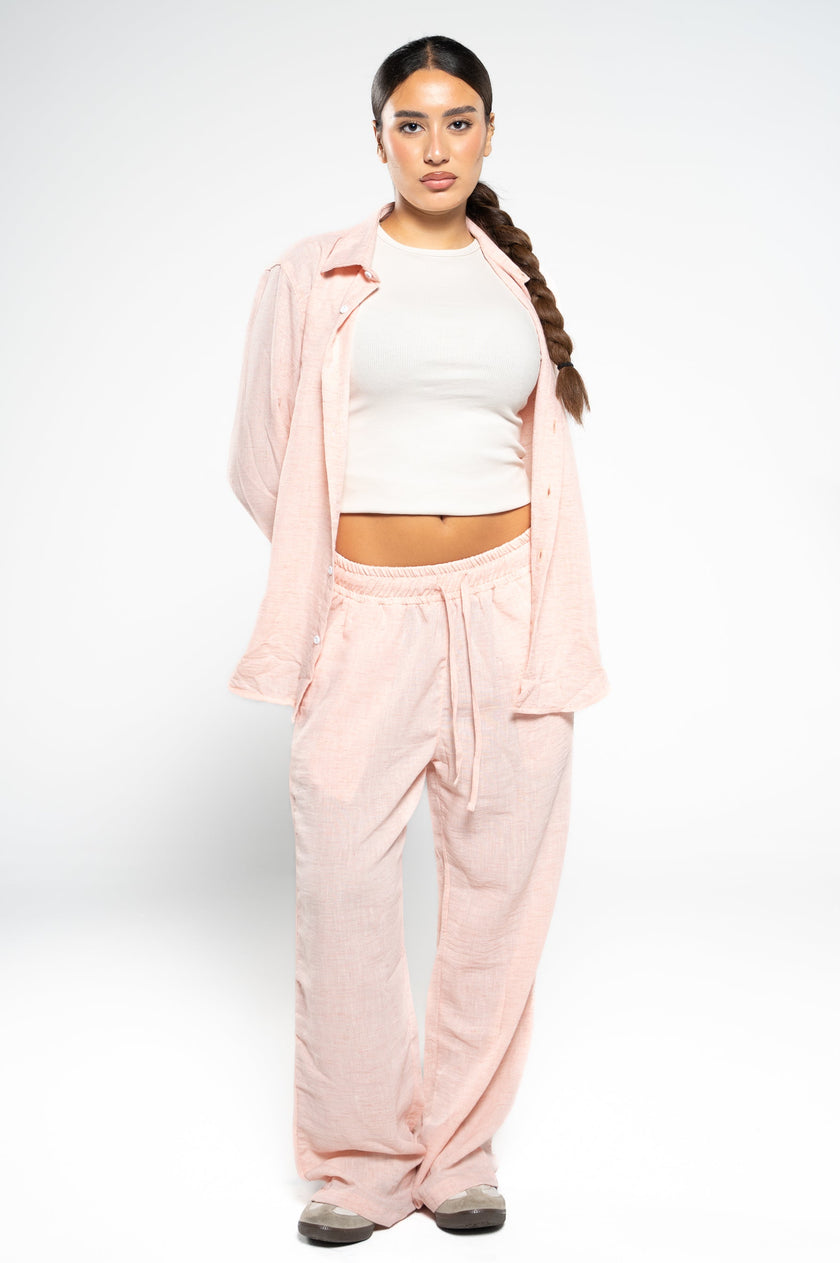 Salmon Pink Linen Pants