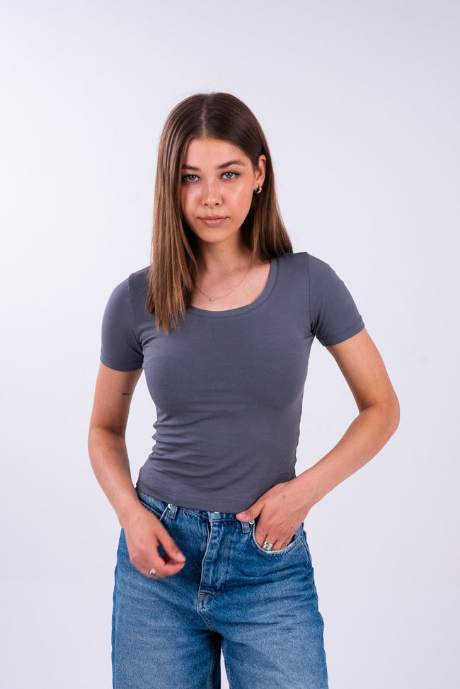 Dim Gray U-Shaped Top