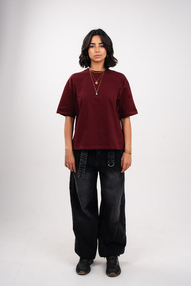 Deep Burgundy Boxy T-Shirt