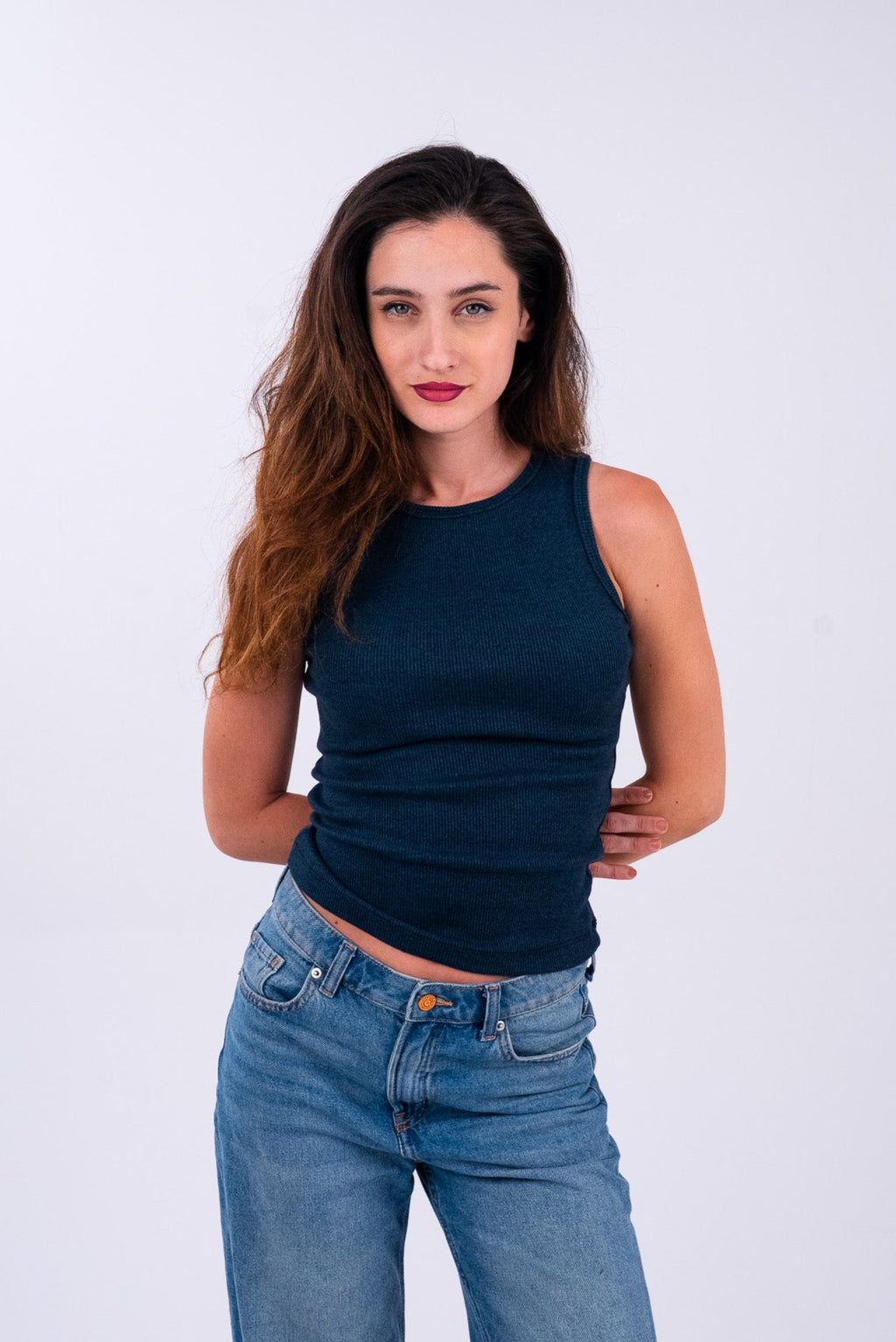 Stonewashed Navy Tank Top