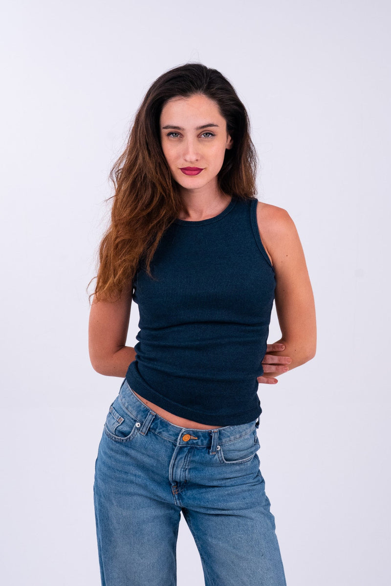 Stonewashed Navy Tank Top