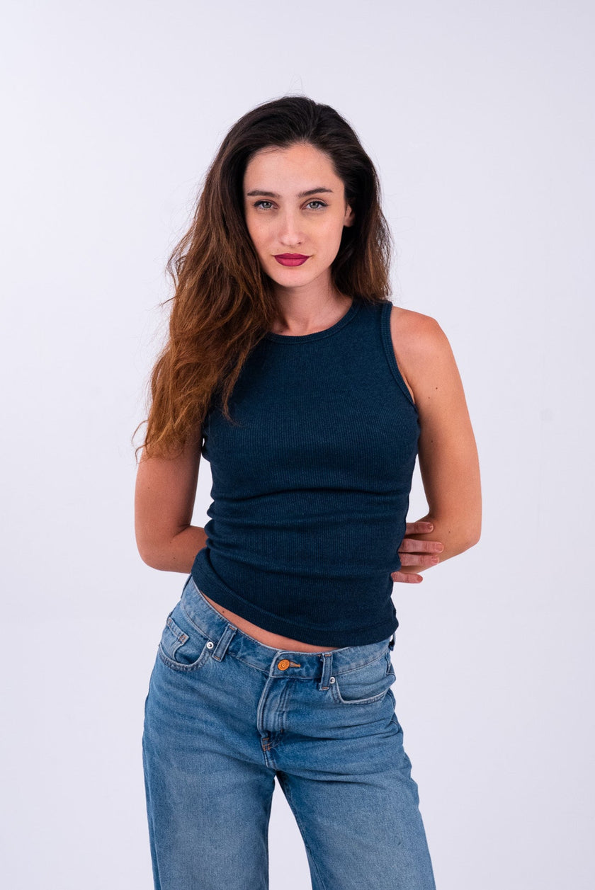 Stonewashed Navy Tank Top