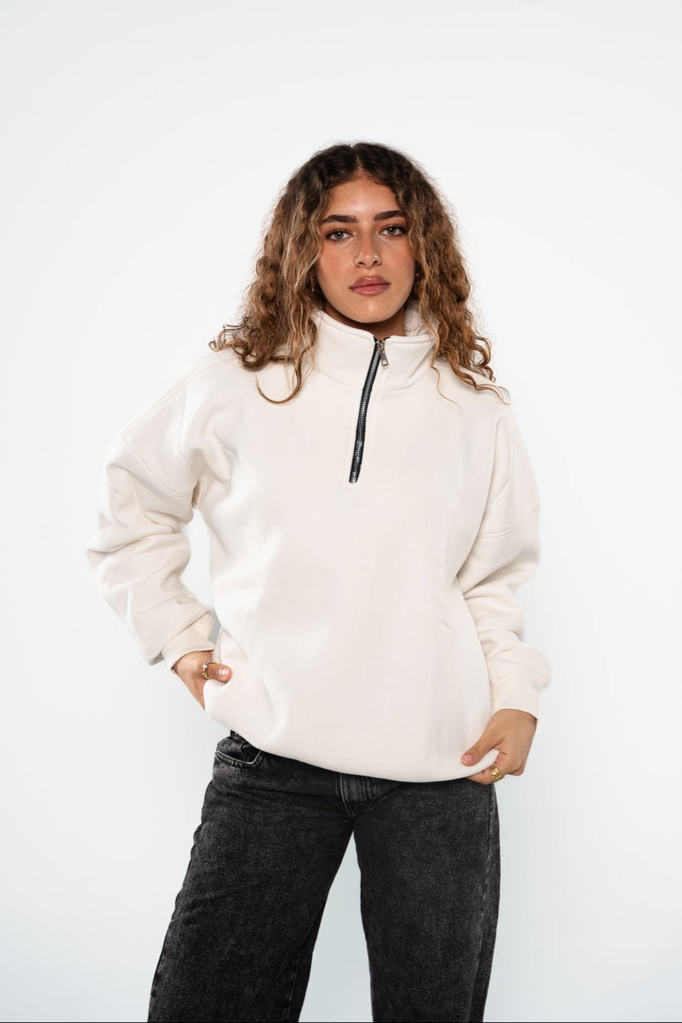 Ice White Quarter-Zipper