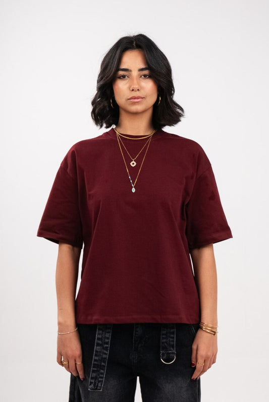 Deep Burgundy Boxy T-Shirt
