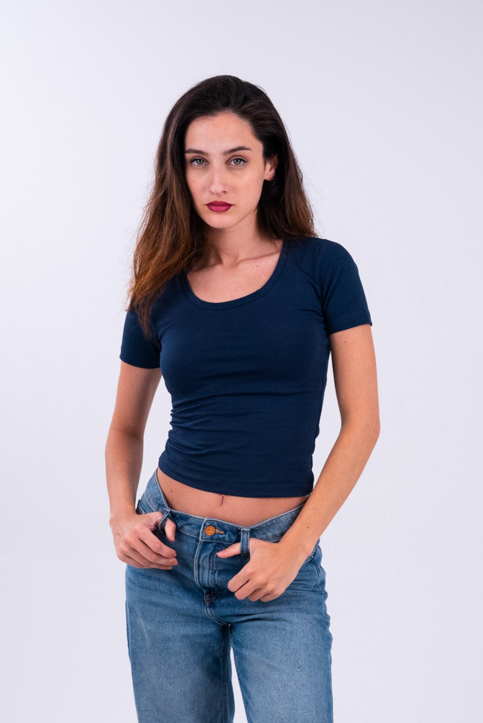 Oxford Blue U-Shaped Top