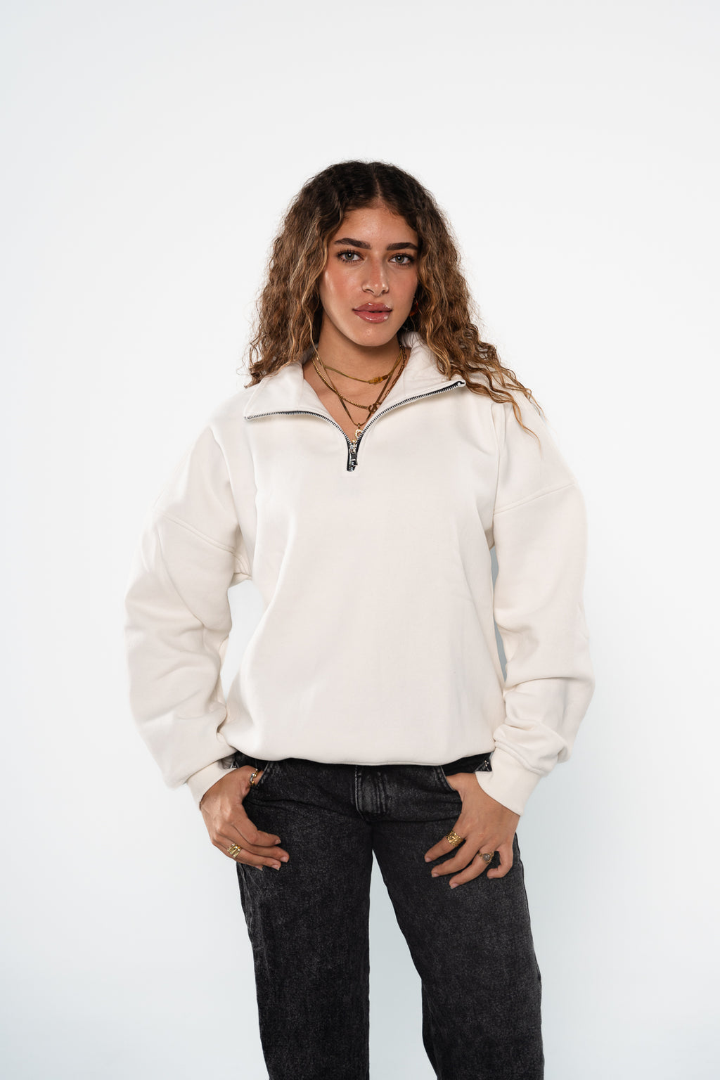 Ice White Quarter-Zipper