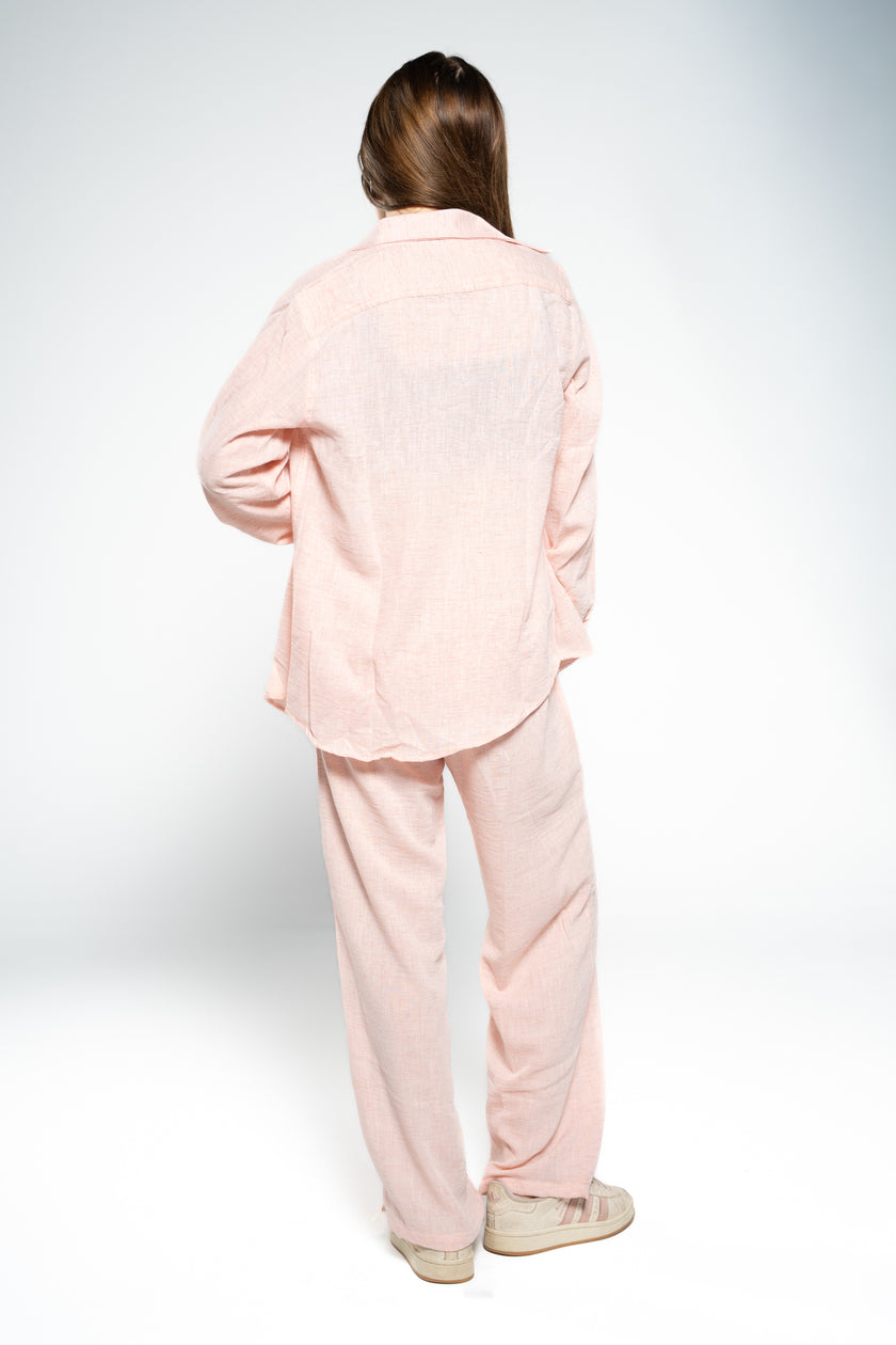 Salmon Pink Linen Shirt