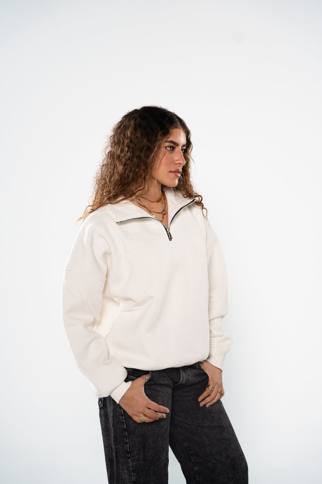 Ice White Quarter-Zipper