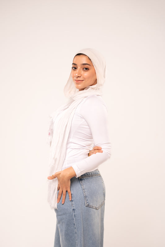 Ice White Long Sleeve Top
