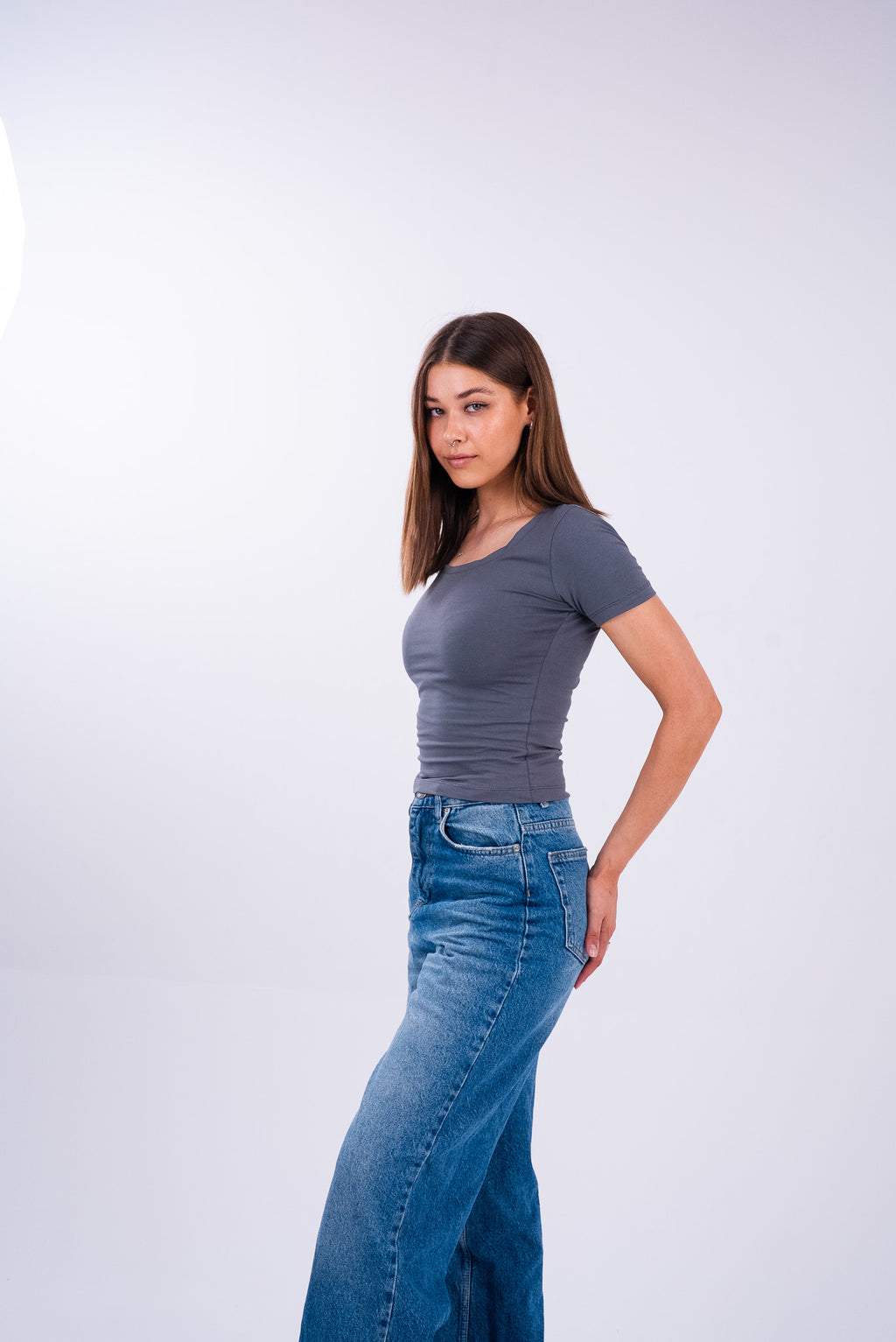 Dim Gray U-Shaped Top