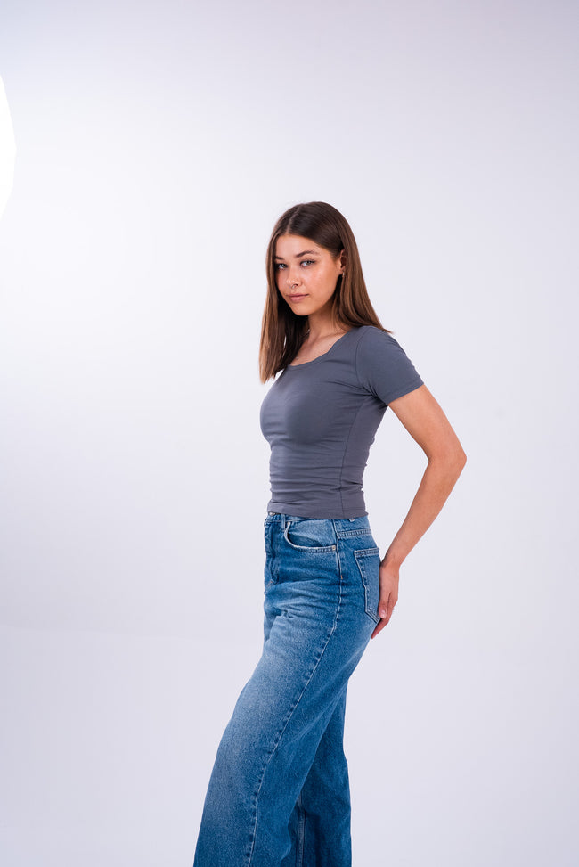 Dim Gray U-Shaped Top