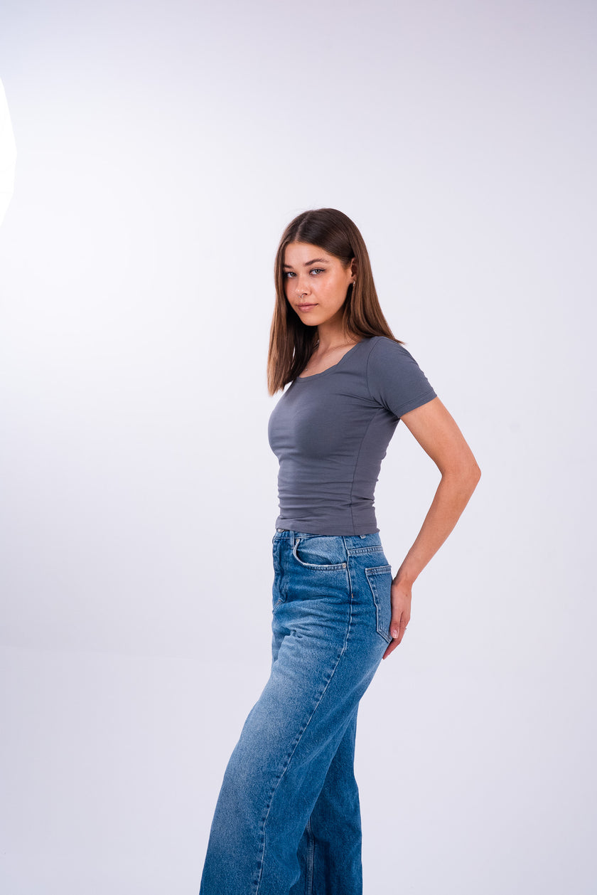 Dim Gray U-Shaped Top