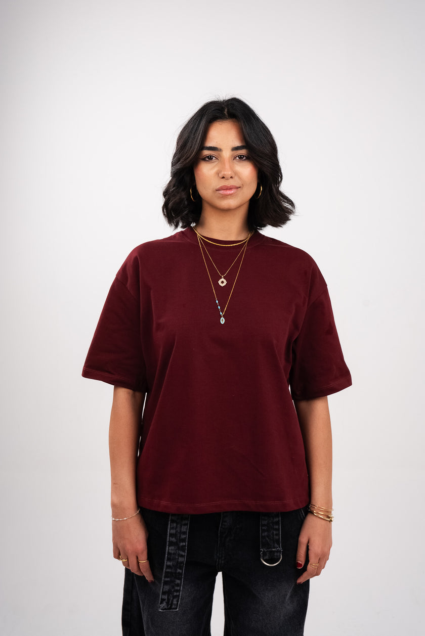 Deep Burgundy Boxy T-Shirt