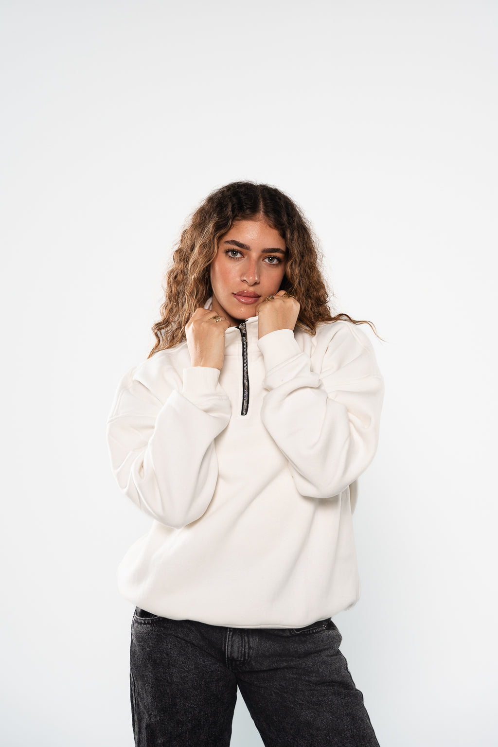 Ice White Quarter-Zipper