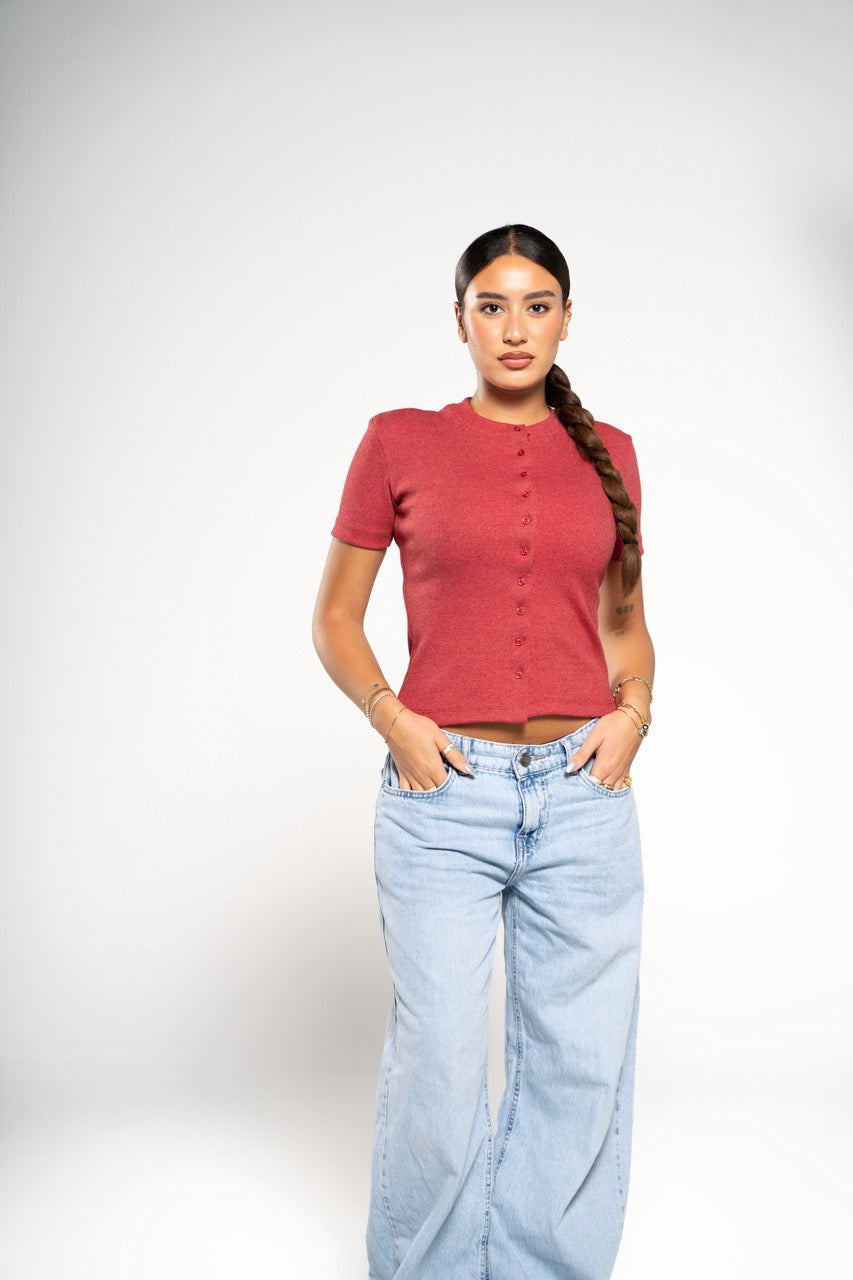 Maroon Red Button Up