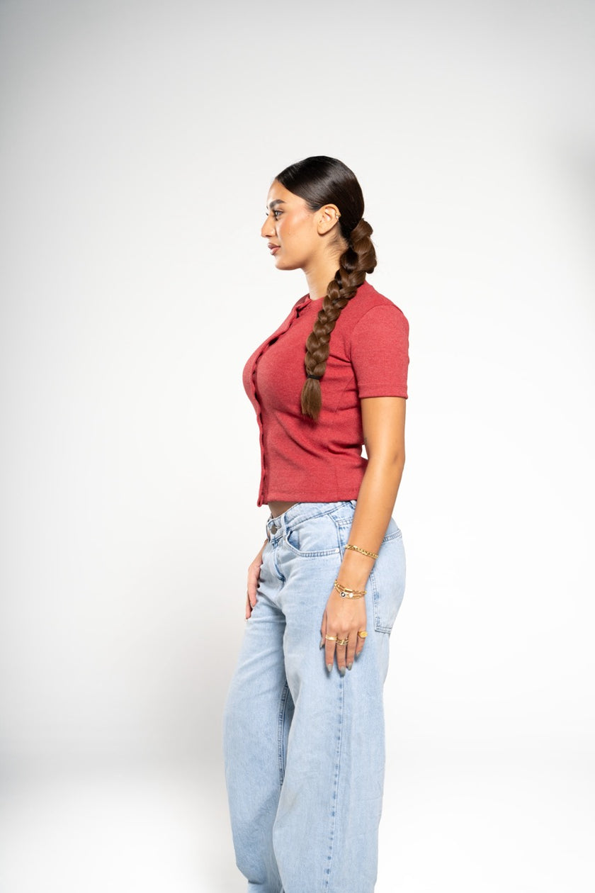 Maroon Red Button Up