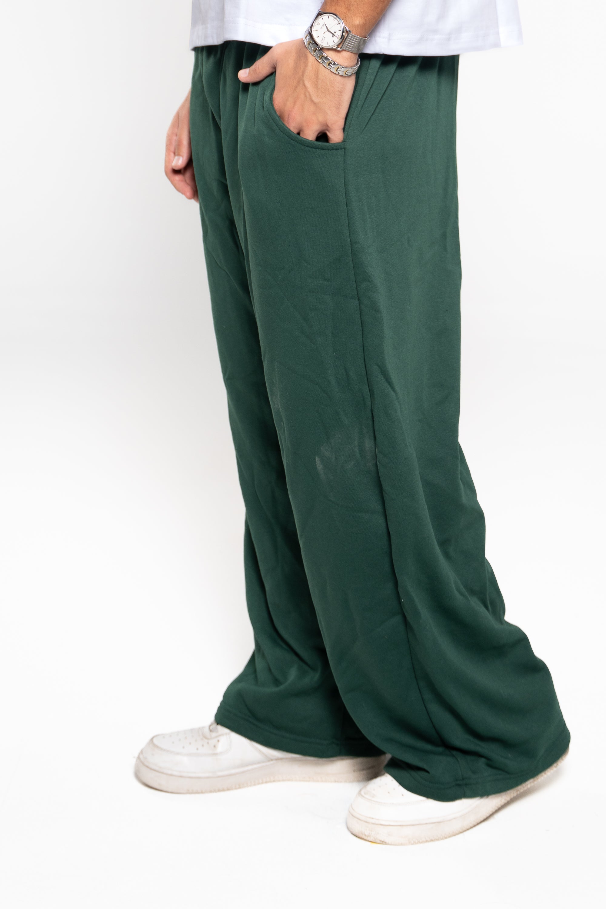 Basil Green Wide-Leg SweatPants