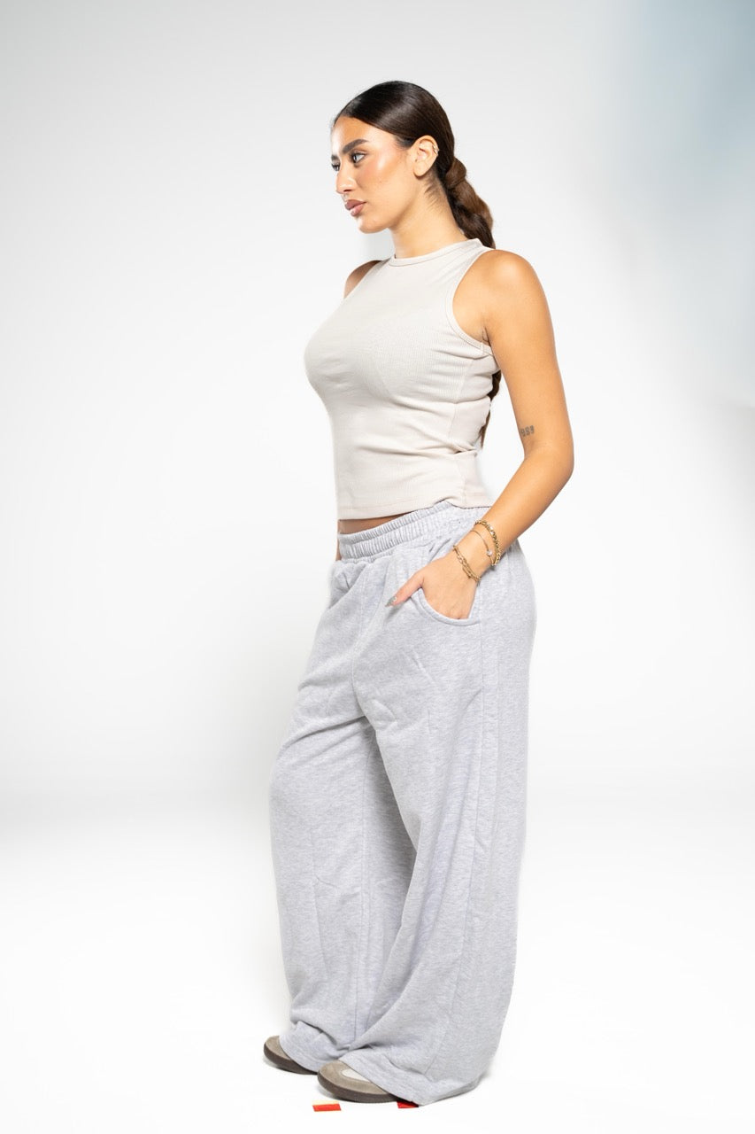 Smoke Grey Wide-Leg SweatPants