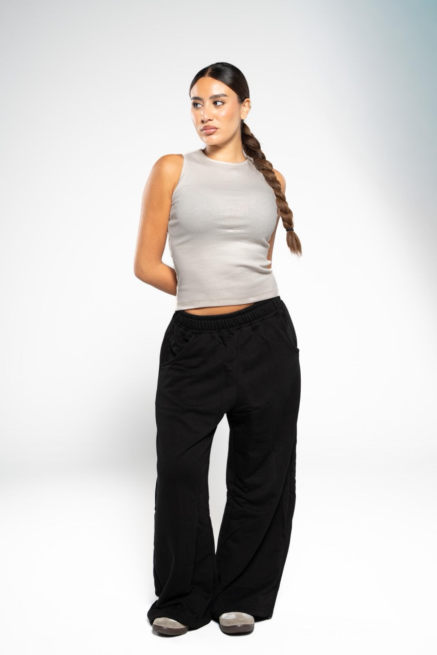 Ink Black Wide-Leg SweatPants