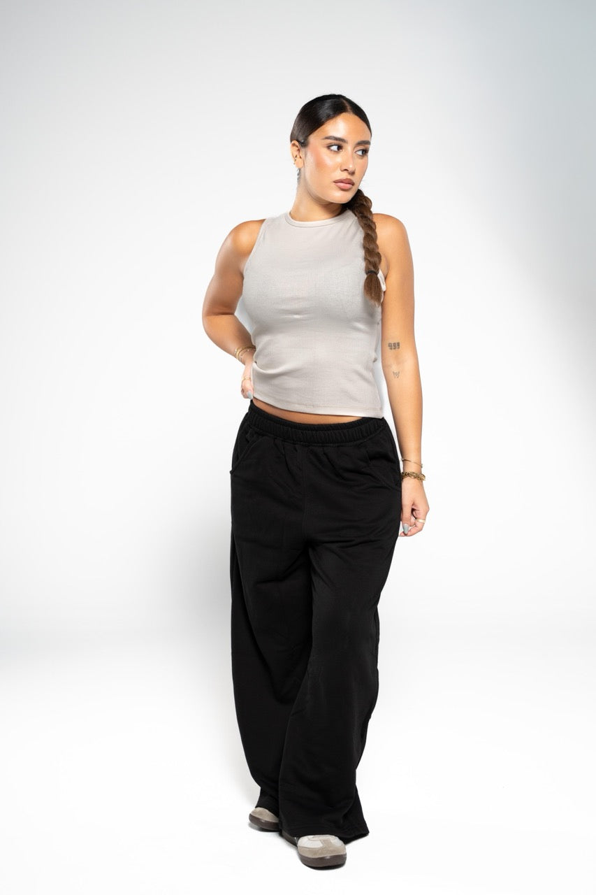 Ink Black Wide-Leg SweatPants