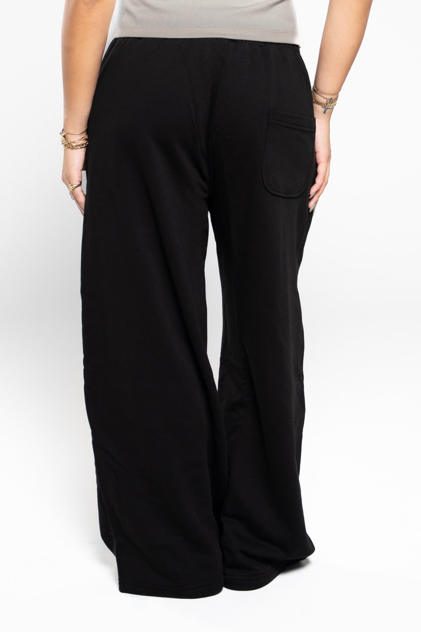Ink Black Wide-Leg SweatPants