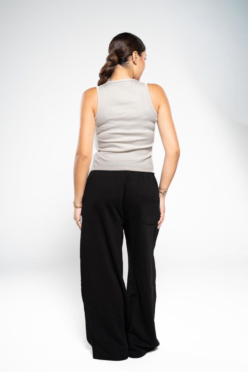Ink Black Wide-Leg SweatPants