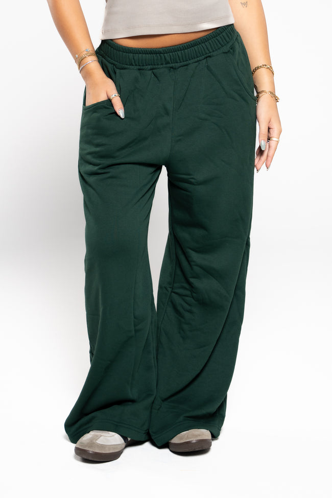 Basil Green Wide-Leg SweatPants