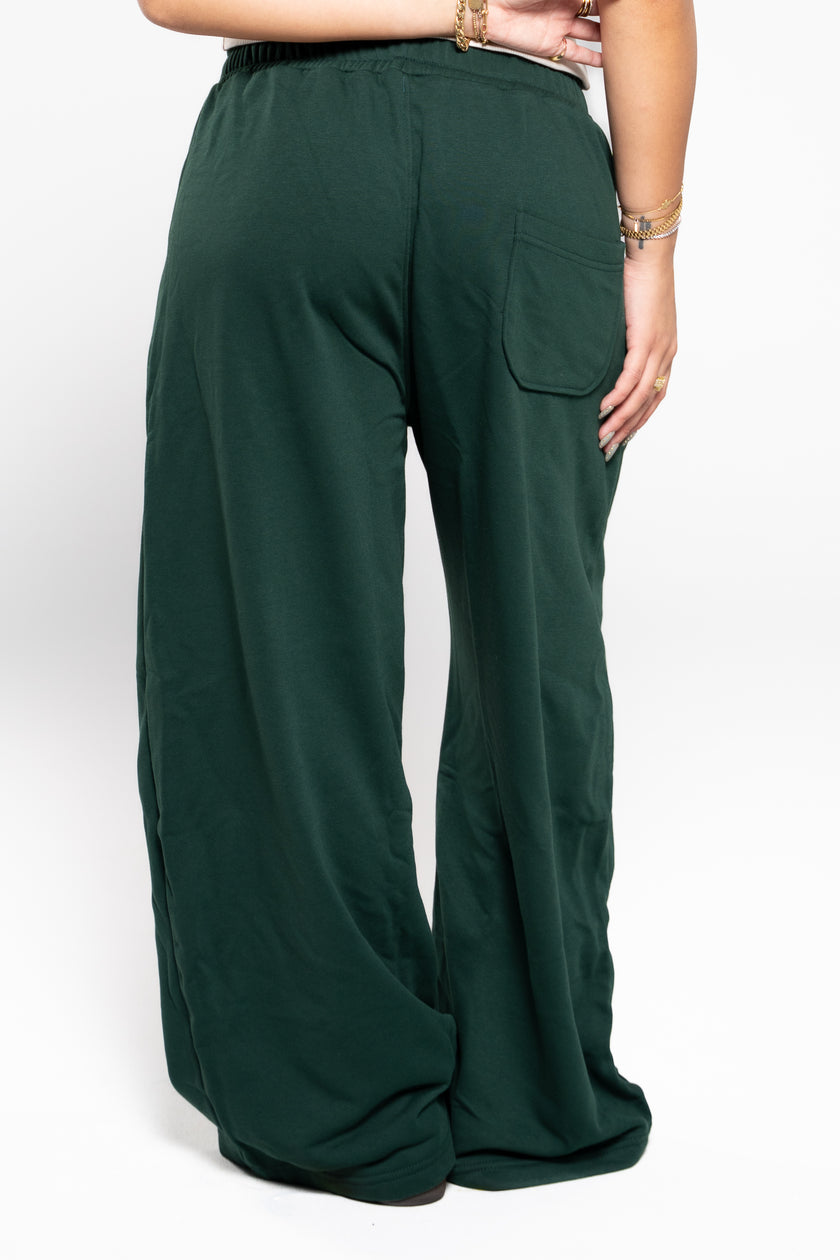 Basil Green Wide-Leg SweatPants