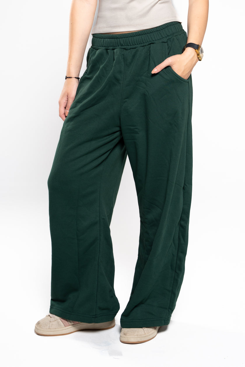 Basil Green Wide-Leg SweatPants