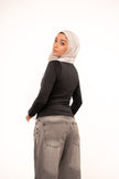 Ink Black Long Sleeve Top
