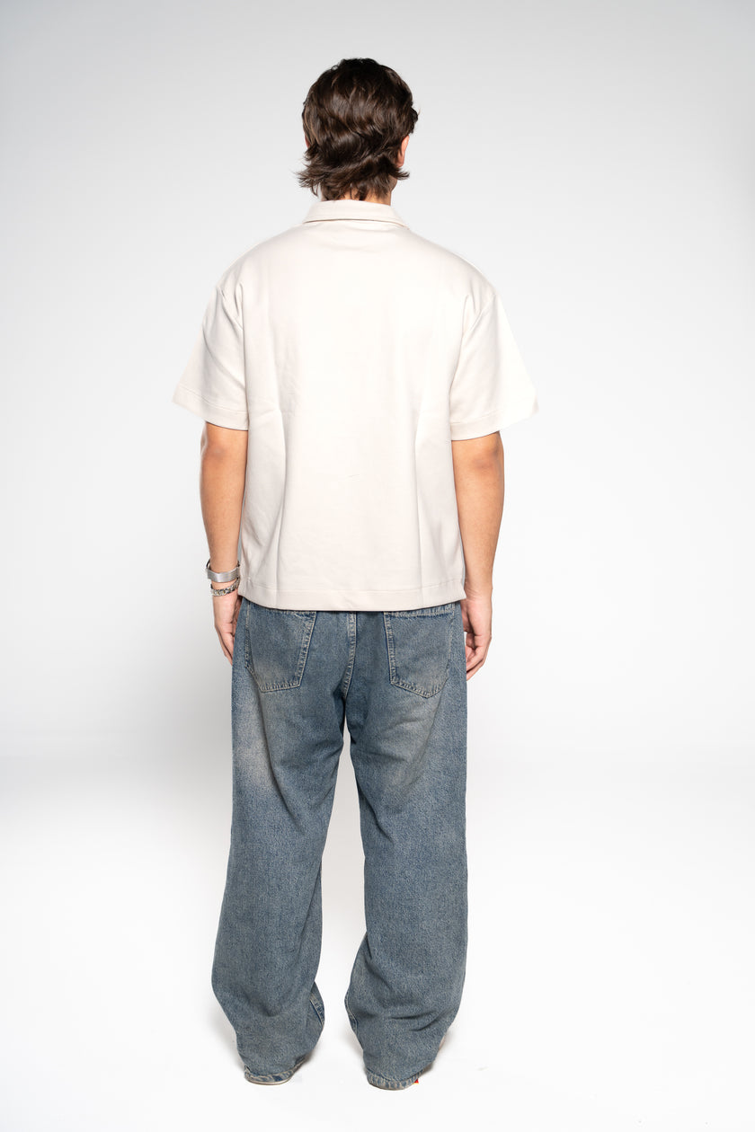 Earth Beige Zip Up Polo