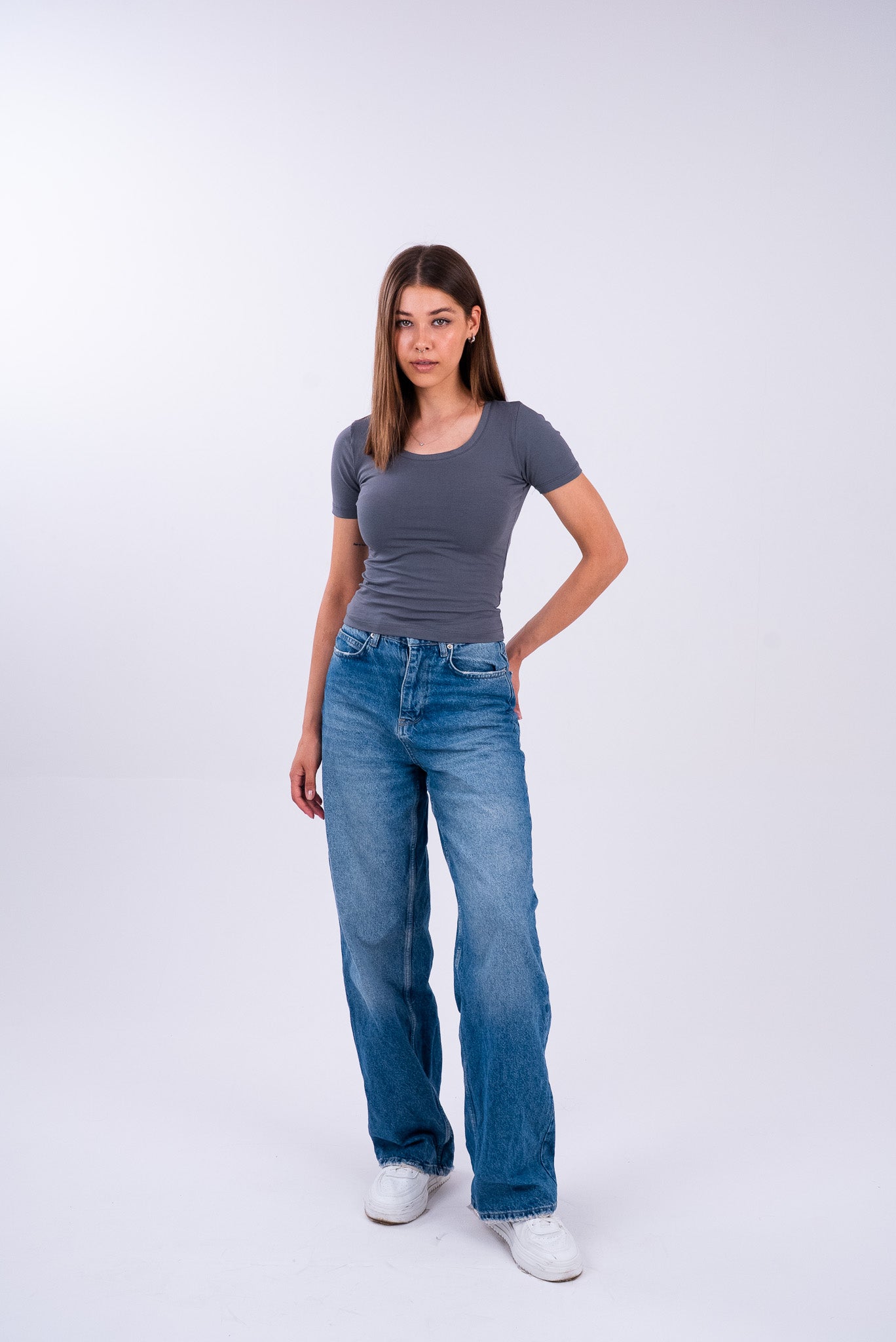 Dim Gray U-Shaped Top