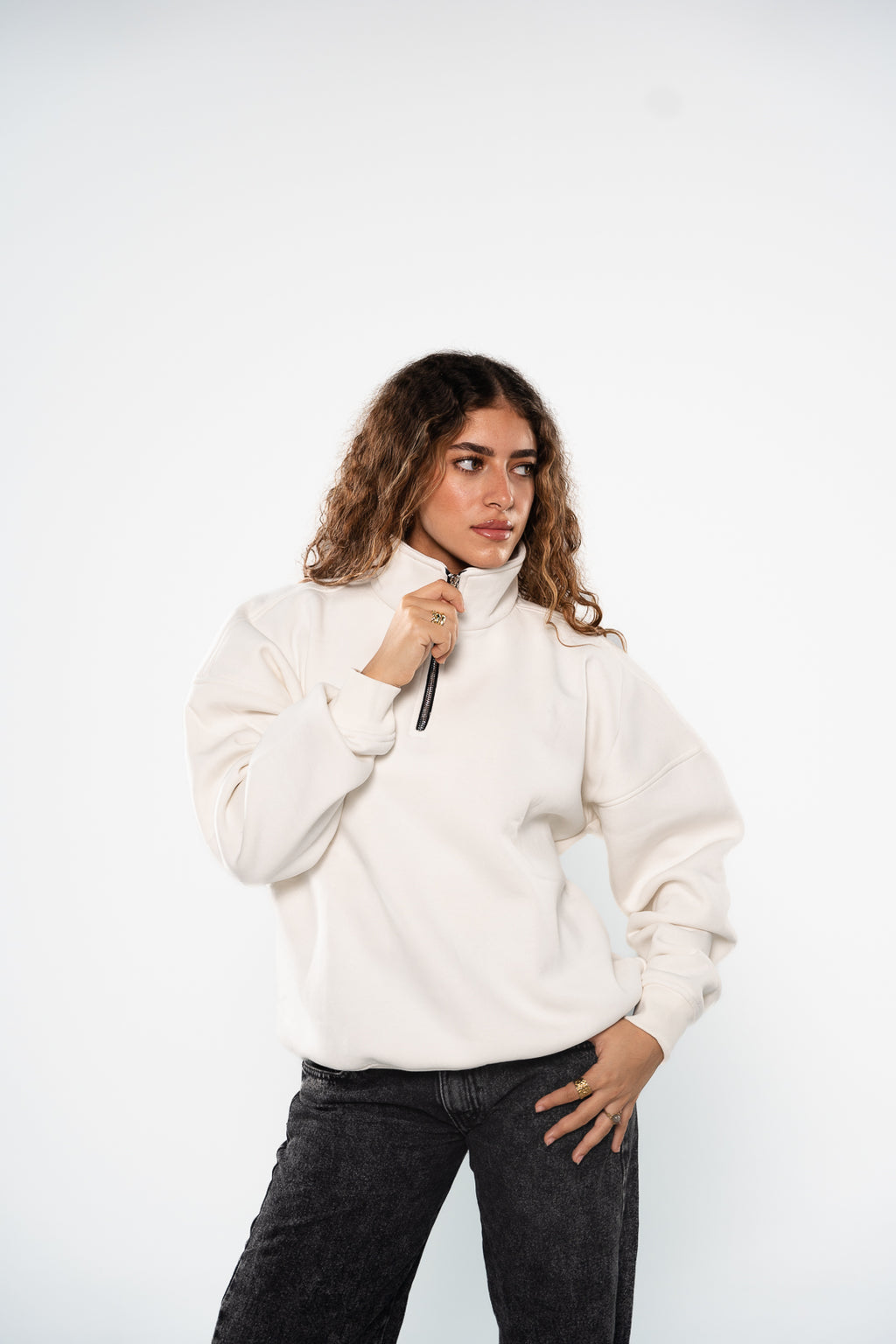 Ice White Quarter-Zipper