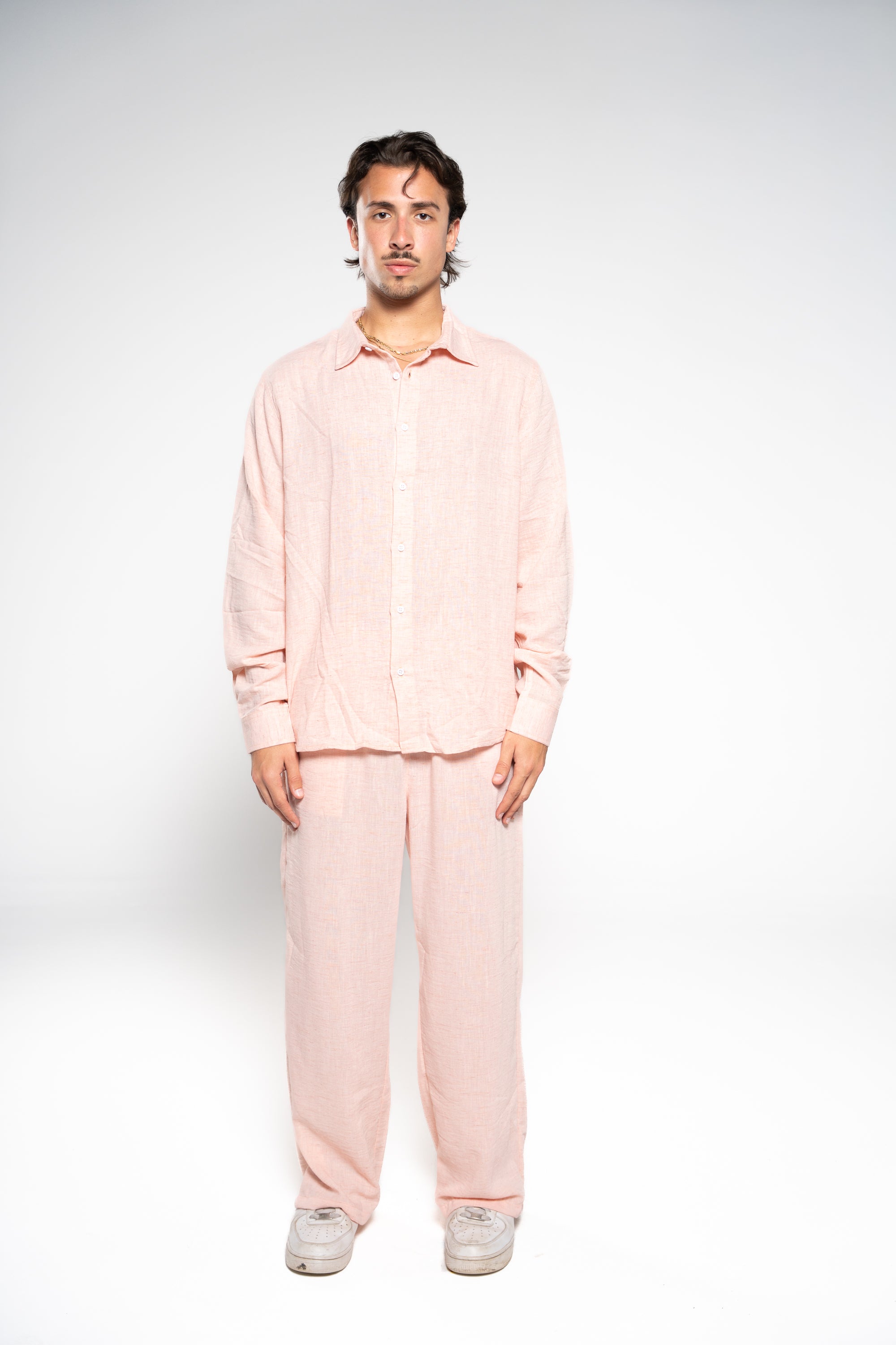 Salmon Pink Linen Shirt