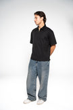 ink black zip up polo