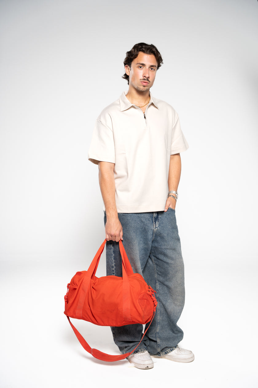 Earth Beige Zip Up Polo