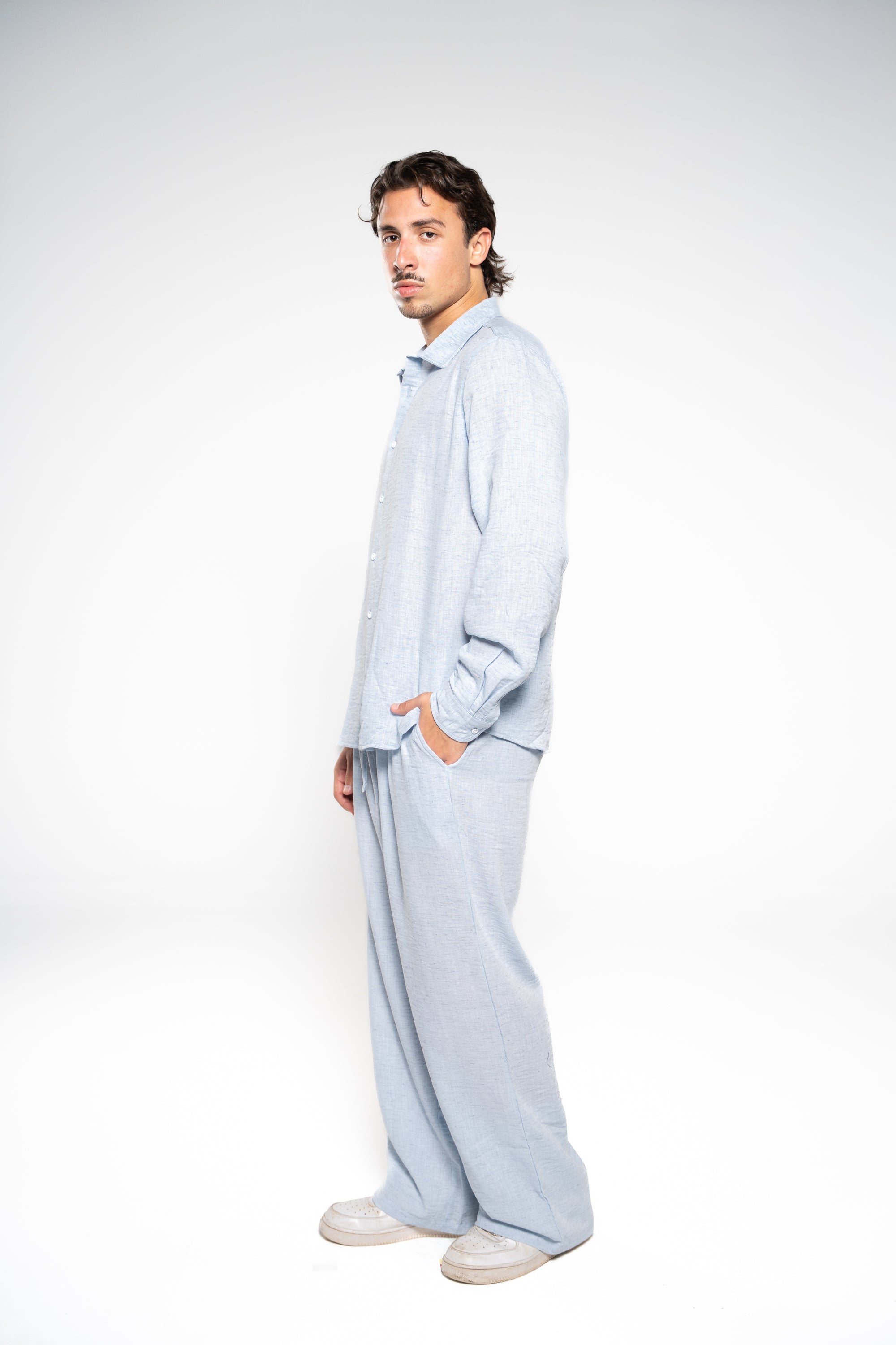 Arctic Blue Linen Pants