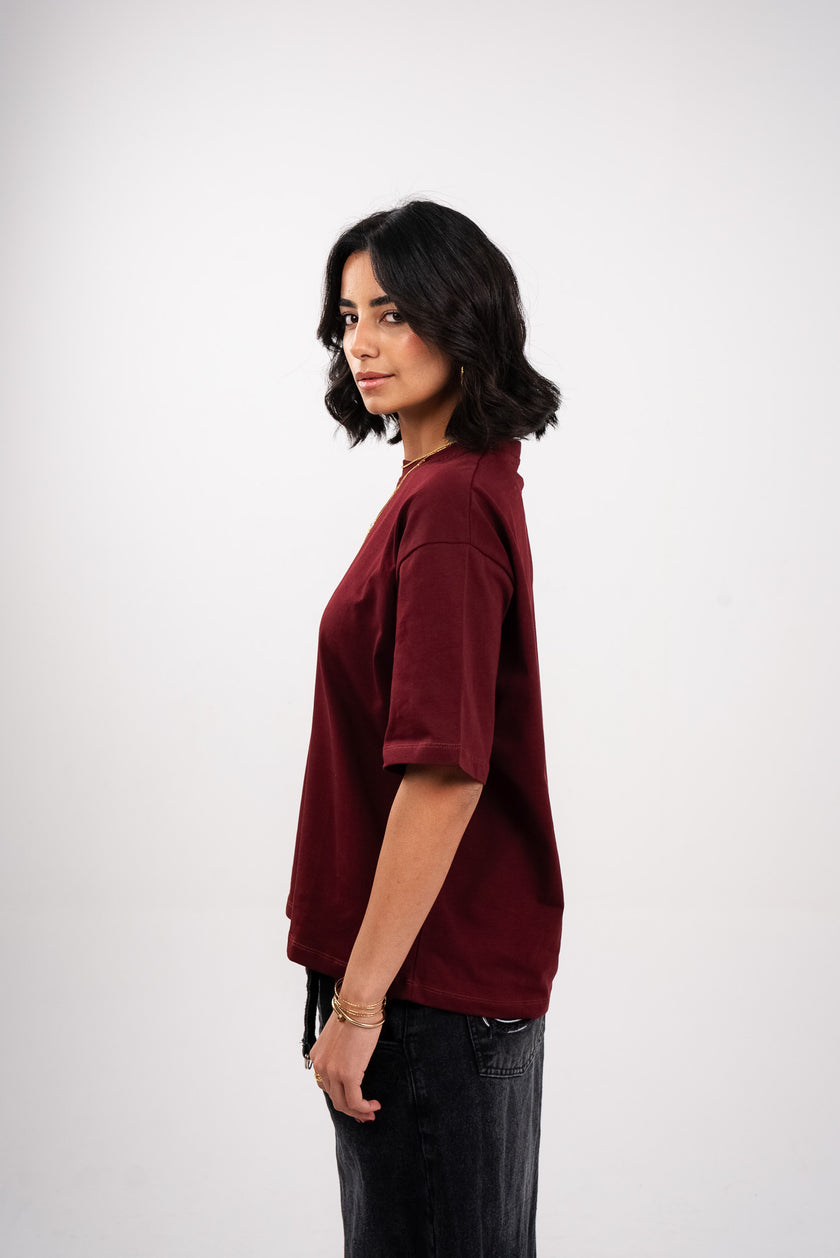 Deep Burgundy Boxy T-Shirt