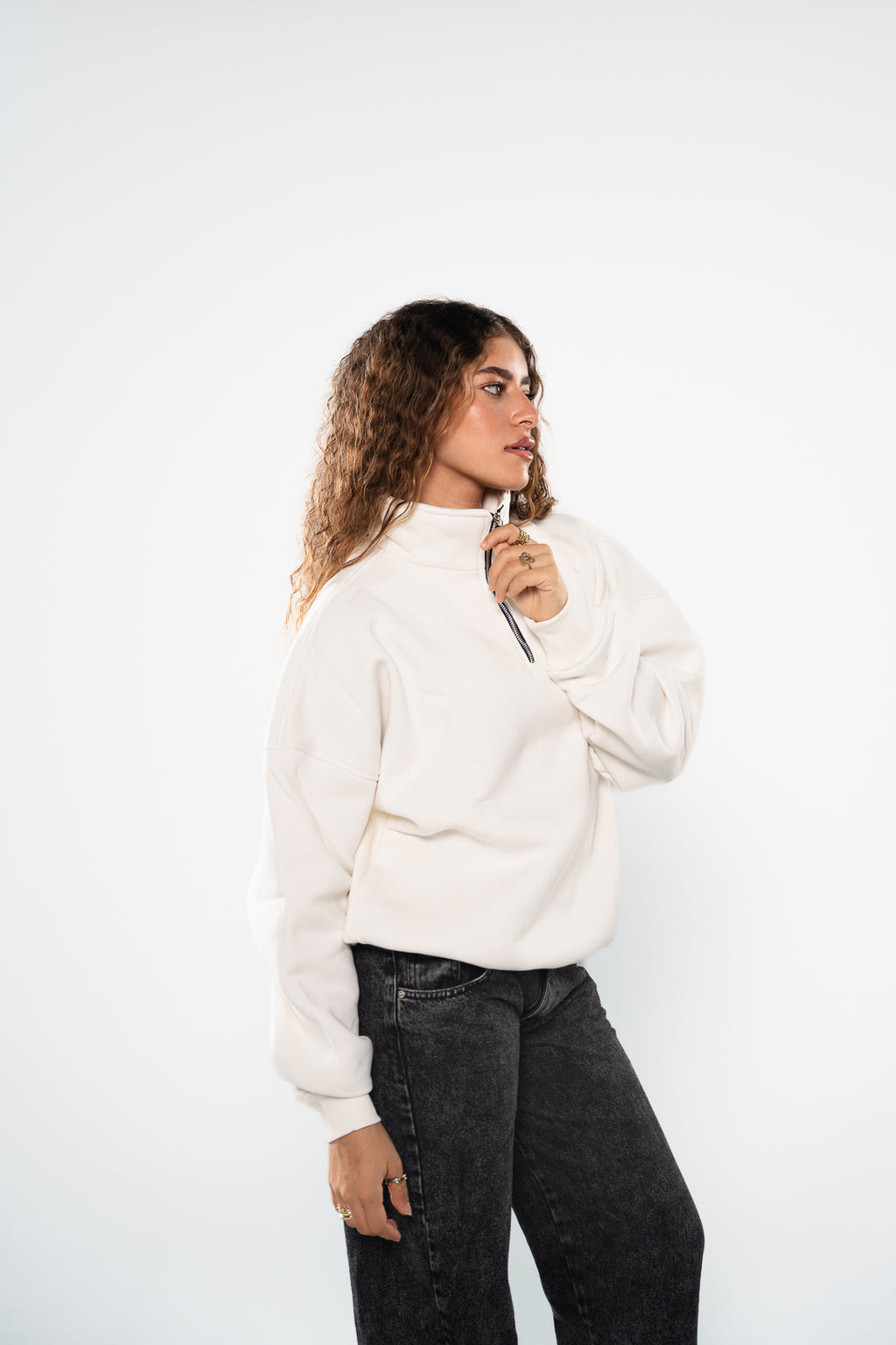 Ice White Quarter-Zipper