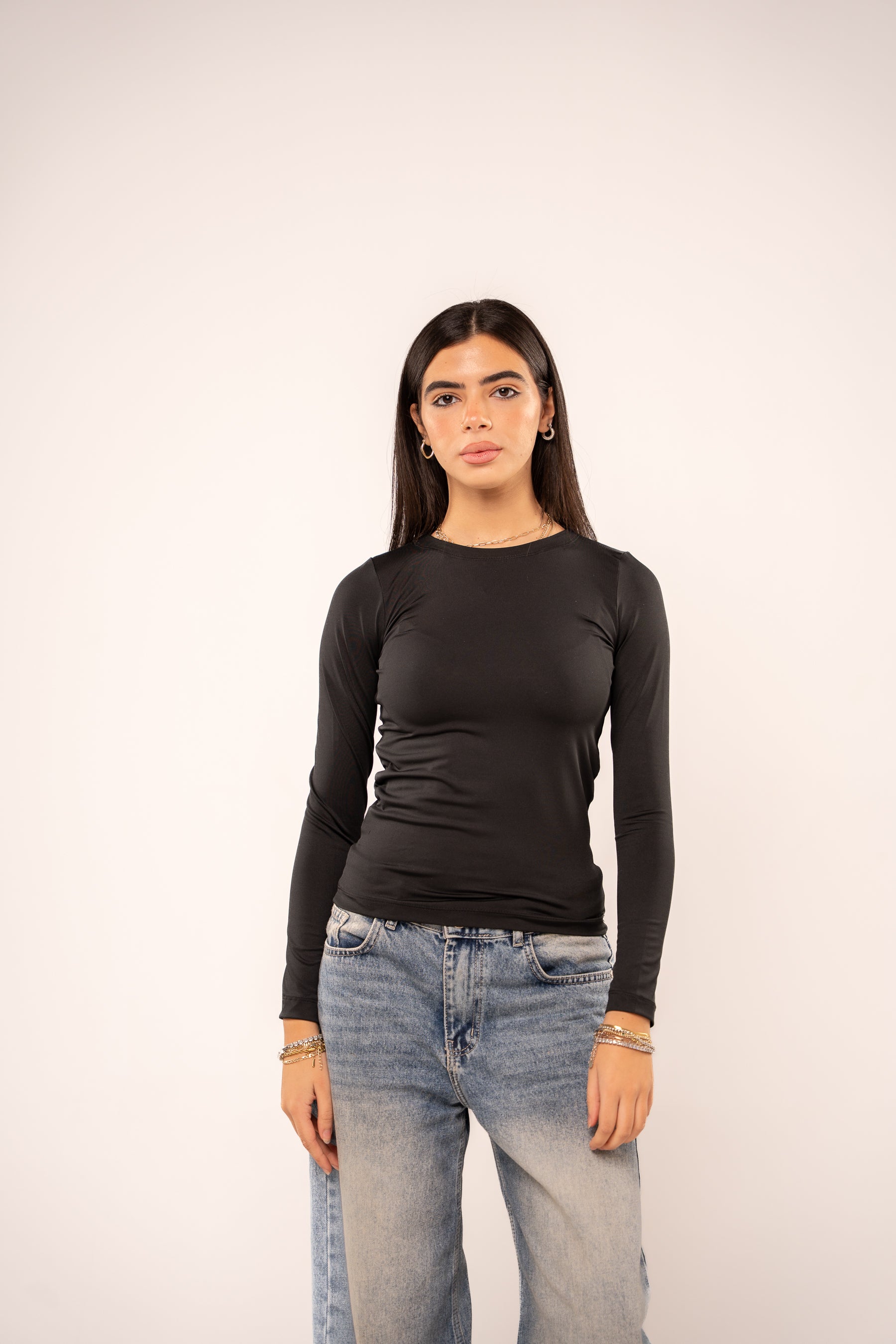 Ink Black Long Sleeve Top