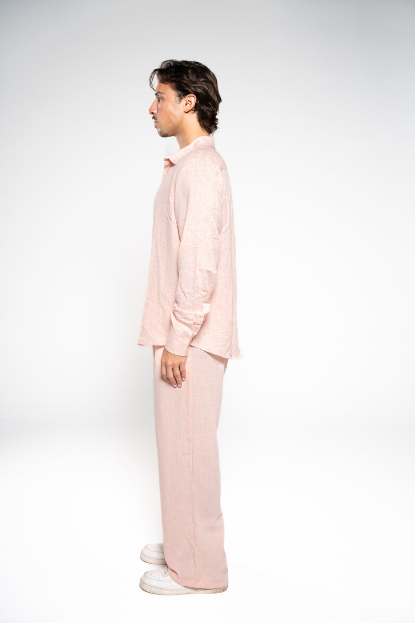 Salmon Pink Linen Shirt