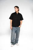 ink black zip up polo