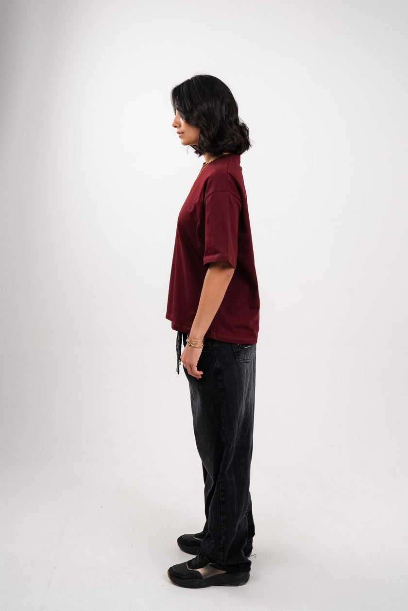 Deep Burgundy Boxy T-Shirt