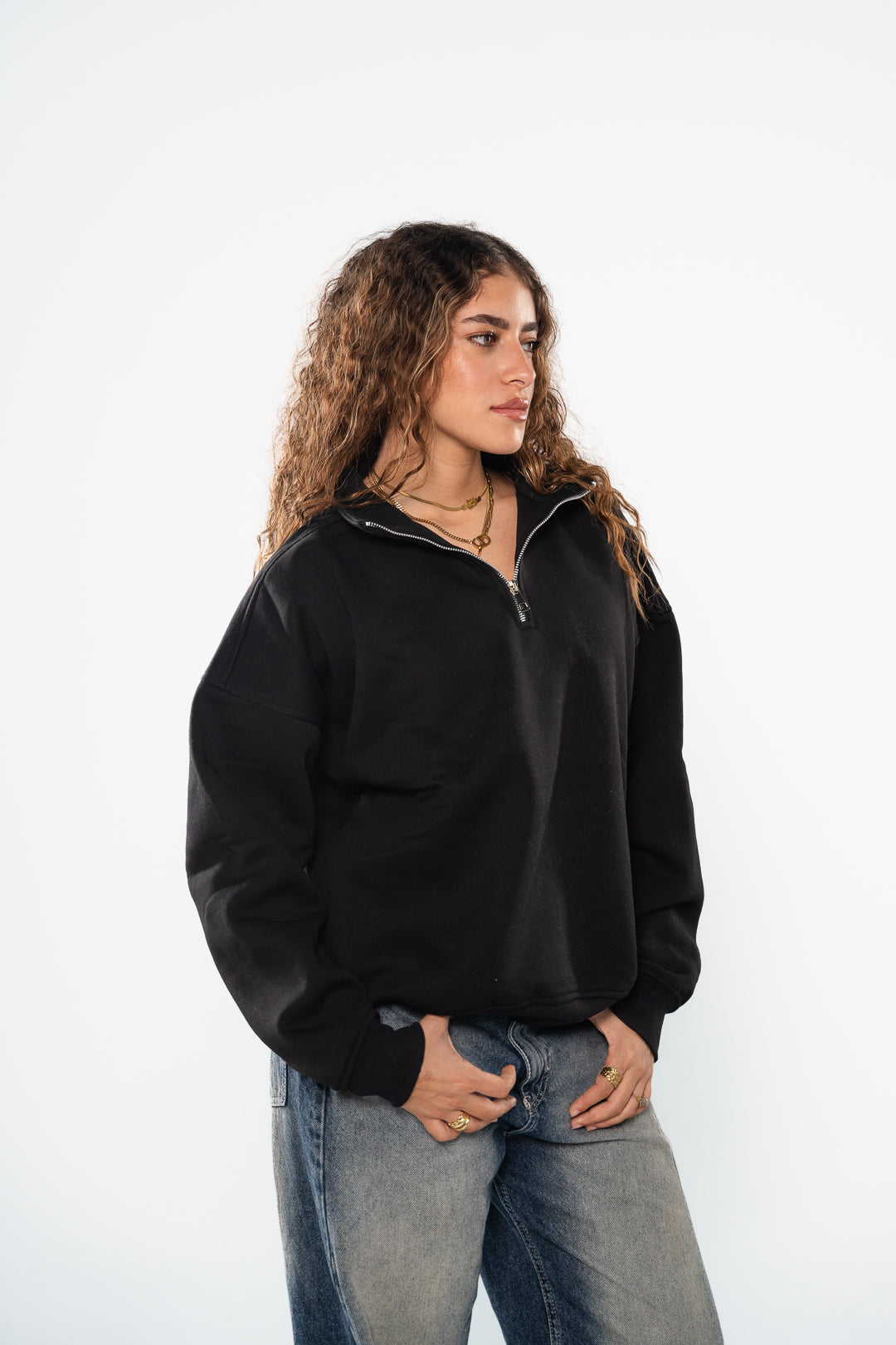 Ink Black Quarter-Zipper