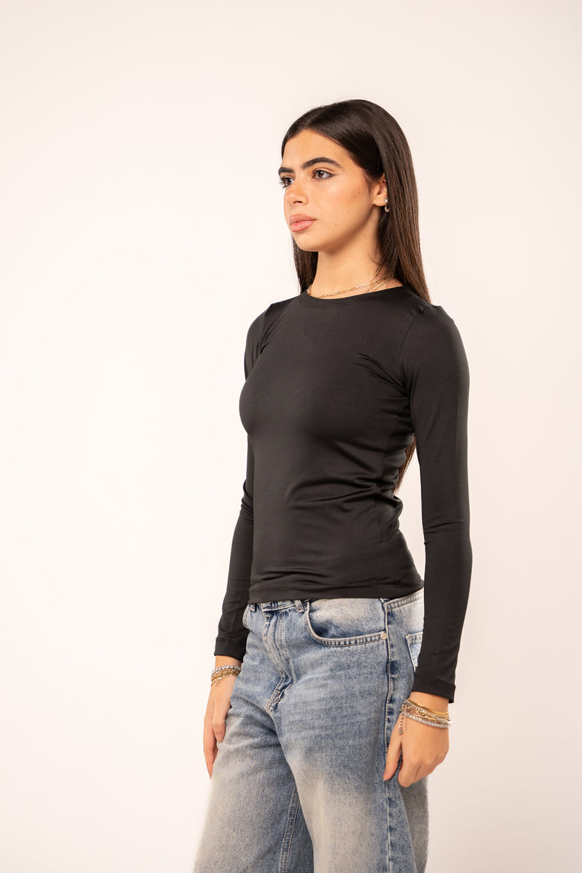 Ink Black Long Sleeve Top